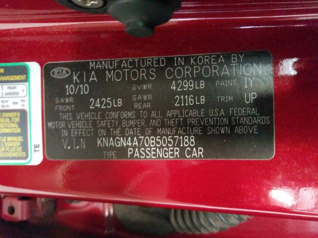 Photo 9 VIN: KNAGN4A70B5057188 - KIA OPTIMA EX 