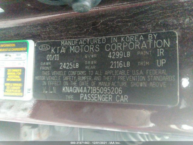 Photo 8 VIN: KNAGN4A71B5095206 - KIA OPTIMA 