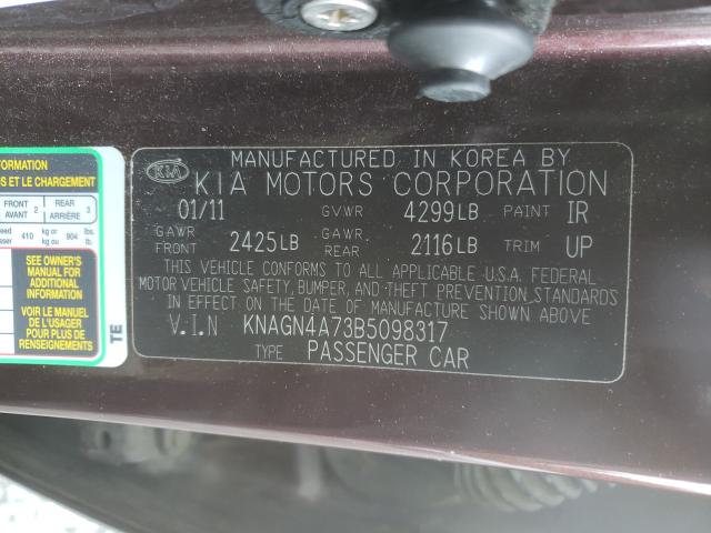 Photo 9 VIN: KNAGN4A73B5098317 - KIA OPTIMA EX 