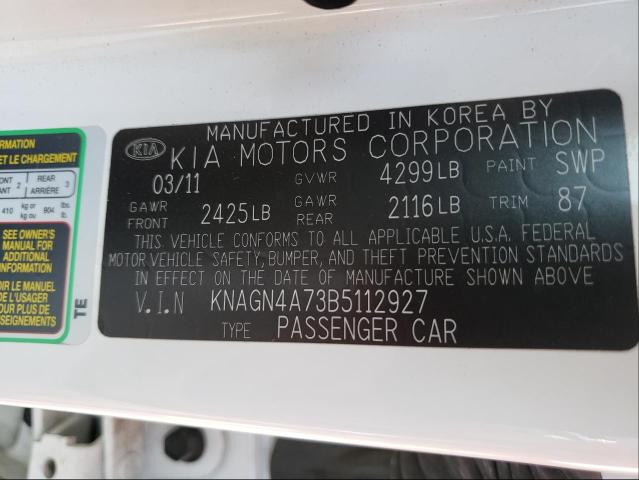 Photo 9 VIN: KNAGN4A73B5112927 - KIA OPTIMA EX 