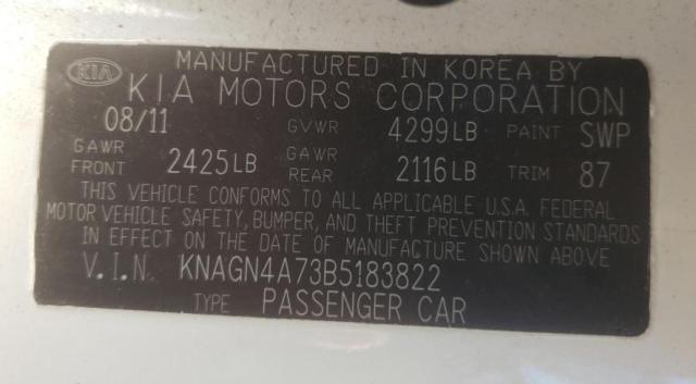 Photo 9 VIN: KNAGN4A73B5183822 - KIA OPTIMA EX 