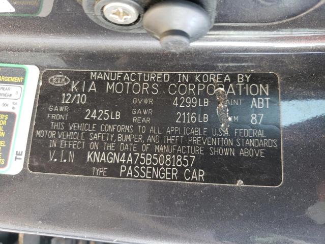 Photo 11 VIN: KNAGN4A75B5081857 - KIA OPTIMA EX 