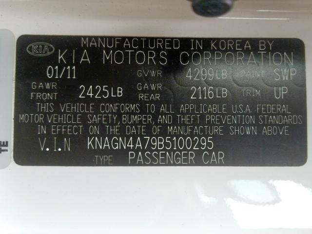 Photo 9 VIN: KNAGN4A79B5100295 - KIA OPTIMA EX 