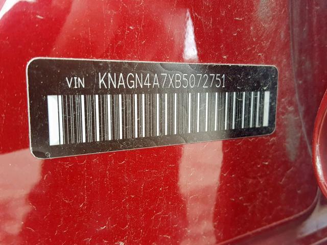 Photo 9 VIN: KNAGN4A7XB5072751 - KIA OPTIMA EX 