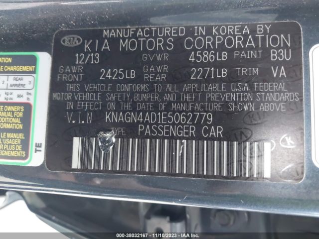 Photo 8 VIN: KNAGN4AD1E5062779 - KIA OPTIMA HYBRID 