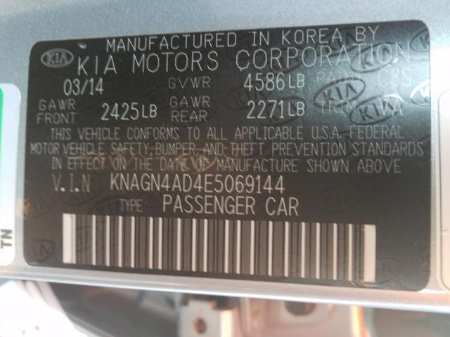 Photo 9 VIN: KNAGN4AD4E5069144 - KIA OPTIMA HYB 