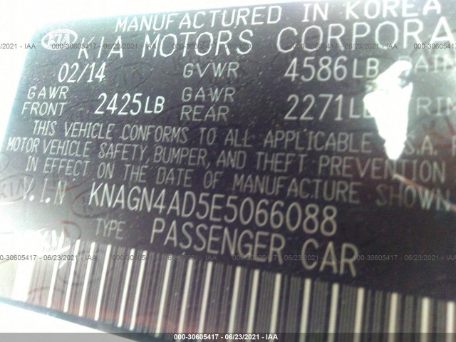 Photo 8 VIN: KNAGN4AD5E5066088 - KIA OPTIMA 