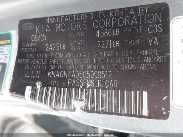 Photo 8 VIN: KNAGN4AD5G5098512 - KIA OPTIMA HYBRID 