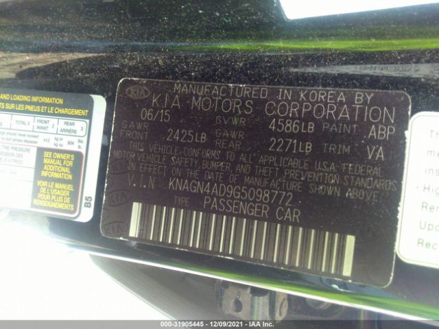 Photo 8 VIN: KNAGN4AD9G5098772 - KIA OPTIMA 