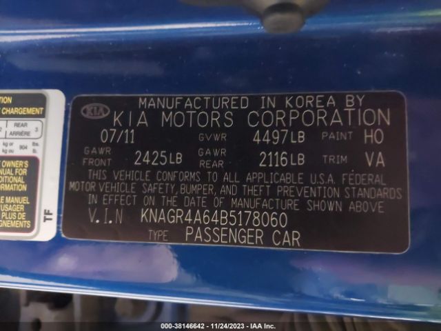 Photo 8 VIN: KNAGR4A64B5178060 - KIA OPTIMA 