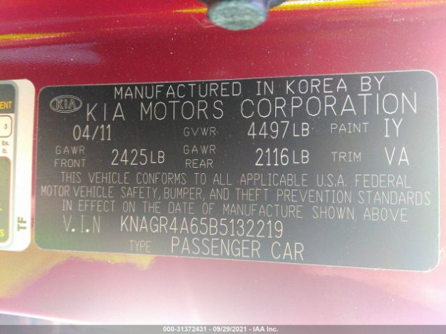 Photo 8 VIN: KNAGR4A65B5132219 - KIA OPTIMA 