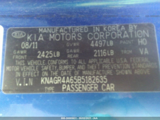 Photo 8 VIN: KNAGR4A65B5182635 - KIA OPTIMA 