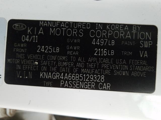 Photo 9 VIN: KNAGR4A66B5129328 - KIA OPTIMA SX 