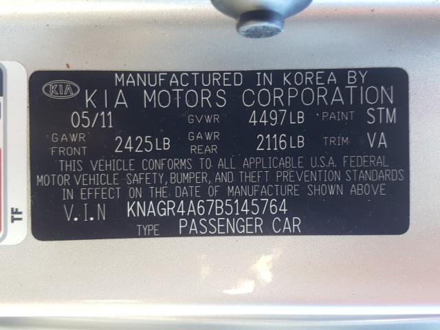 Photo 9 VIN: KNAGR4A67B5145764 - KIA OPTIMA SX 