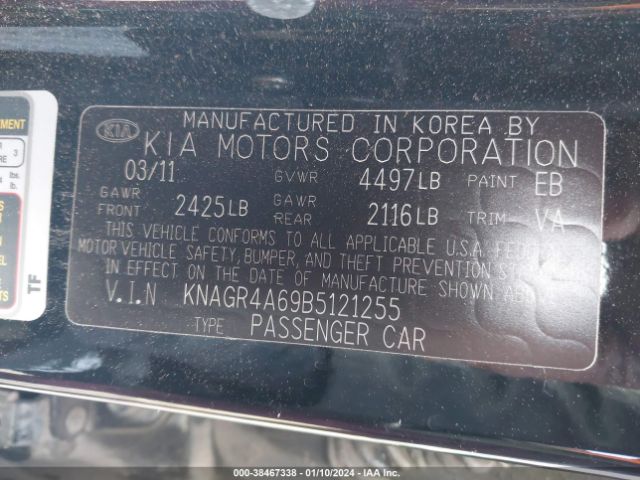 Photo 8 VIN: KNAGR4A69B5121255 - KIA OPTIMA 