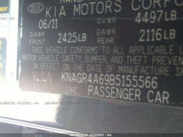 Photo 8 VIN: KNAGR4A69B5155566 - KIA OPTIMA 