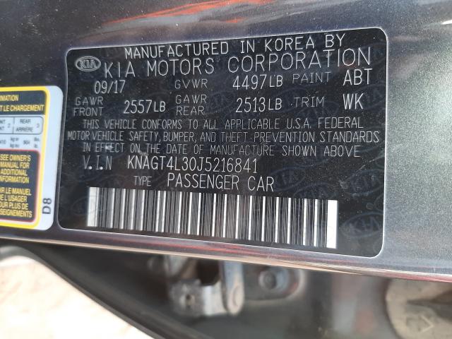 Photo 9 VIN: KNAGT4L30J5216841 - KIA OPTIMA LX 