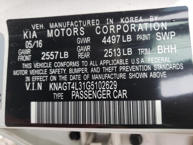 Photo 11 VIN: KNAGT4L31G5102629 - KIA OPTIMA LX 