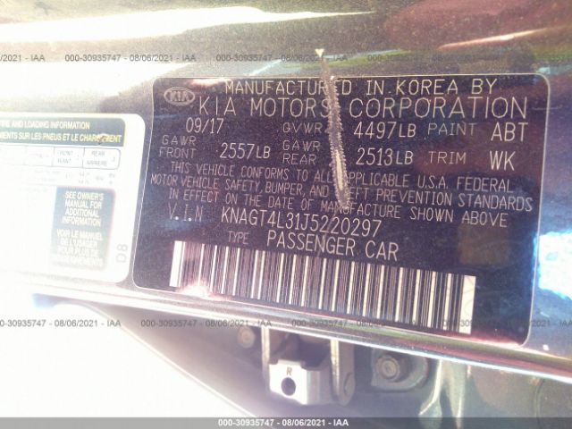 Photo 8 VIN: KNAGT4L31J5220297 - KIA OPTIMA 