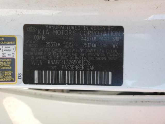 Photo 12 VIN: KNAGT4L32G5081578 - KIA OPTIMA 