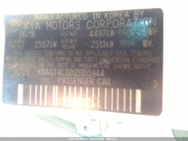 Photo 8 VIN: KNAGT4L32G5105944 - KIA OPTIMA 