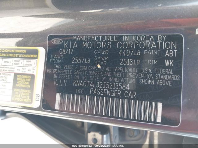 Photo 8 VIN: KNAGT4L32J5213584 - KIA OPTIMA 