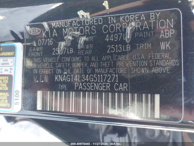 Photo 8 VIN: KNAGT4L34G5117271 - KIA OPTIMA 