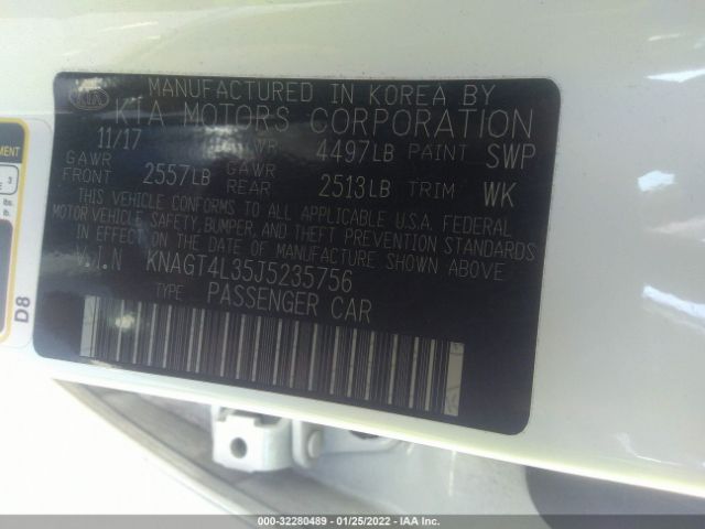 Photo 8 VIN: KNAGT4L35J5235756 - KIA OPTIMA 