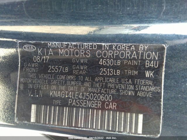 Photo 8 VIN: KNAGT4LE4J5020600 - KIA OPTIMA HYBRID 