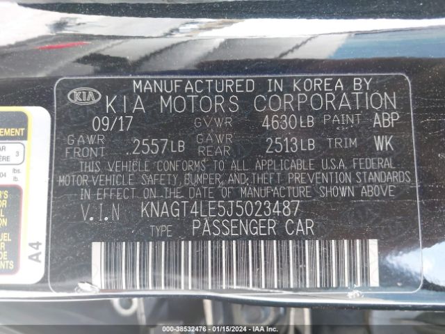 Photo 8 VIN: KNAGT4LE5J5023487 - KIA OPTIMA HYBRID 