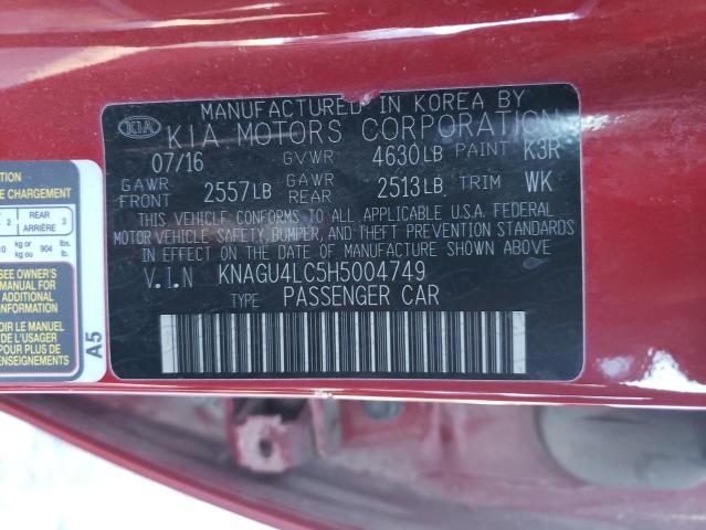 Photo 9 VIN: KNAGU4LC5H5004749 - KIA OPTIMA HYB 