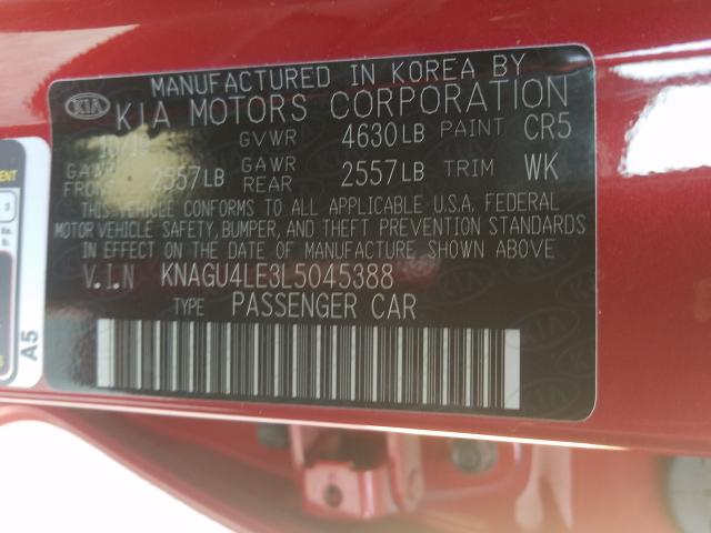 Photo 9 VIN: KNAGU4LE3L5045388 - KIA OPTIMA HYB 