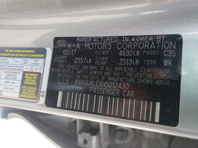 Photo 9 VIN: KNAGU4LEXH5012430 - KIA OPTIMA HYB 