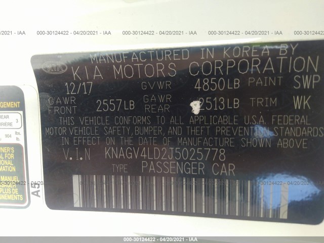 Photo 8 VIN: KNAGV4LD2J5025778 - KIA OPTIMA 