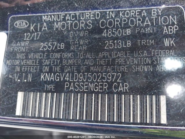 Photo 8 VIN: KNAGV4LD9J5025972 - KIA OPTIMA 