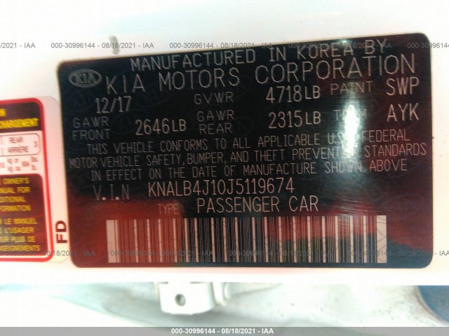 Photo 8 VIN: KNALB4J10J5119674 - KIA CADENZA 