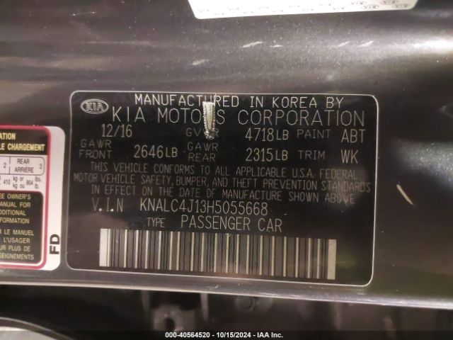 Photo 8 VIN: KNALC4J13H5055668 - KIA CADENZA 