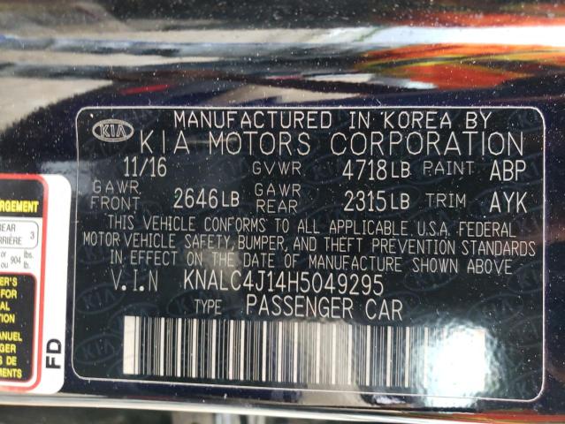 Photo 11 VIN: KNALC4J14H5049295 - KIA CADENZA PR 