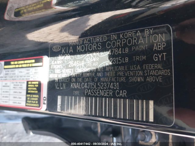 Photo 8 VIN: KNALC4J15L5237431 - KIA CADENZA 