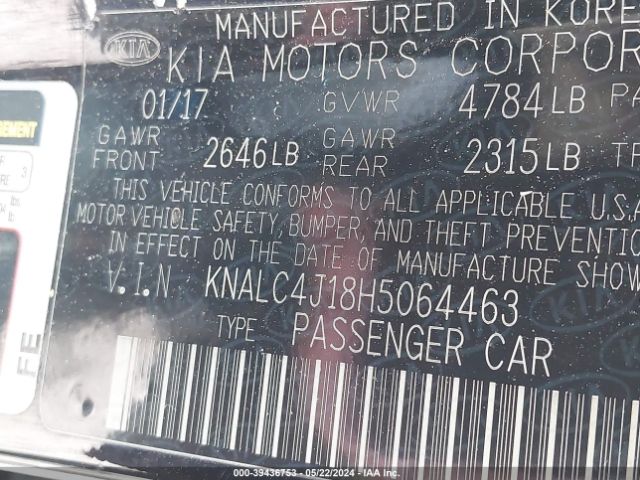 Photo 8 VIN: KNALC4J18H5064463 - KIA CADENZA 