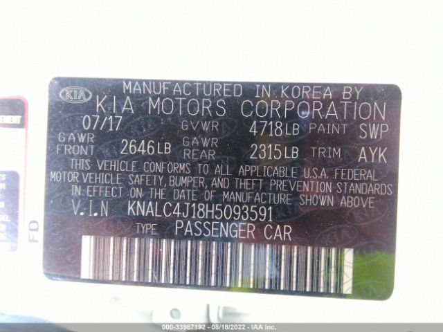 Photo 8 VIN: KNALC4J18H5093591 - KIA CADENZA 