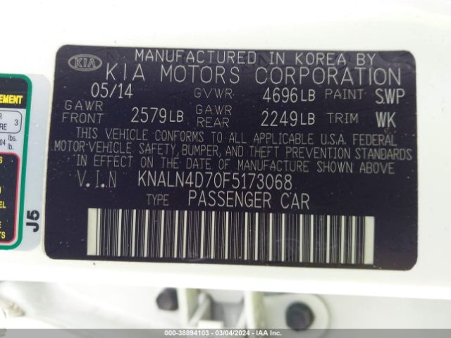 Photo 8 VIN: KNALN4D70F5173068 - KIA CADENZA PR 