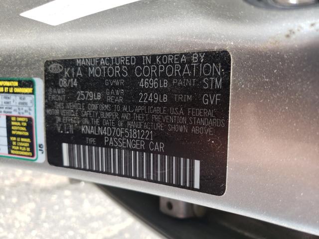 Photo 9 VIN: KNALN4D70F5181221 - KIA CADENZA PR 