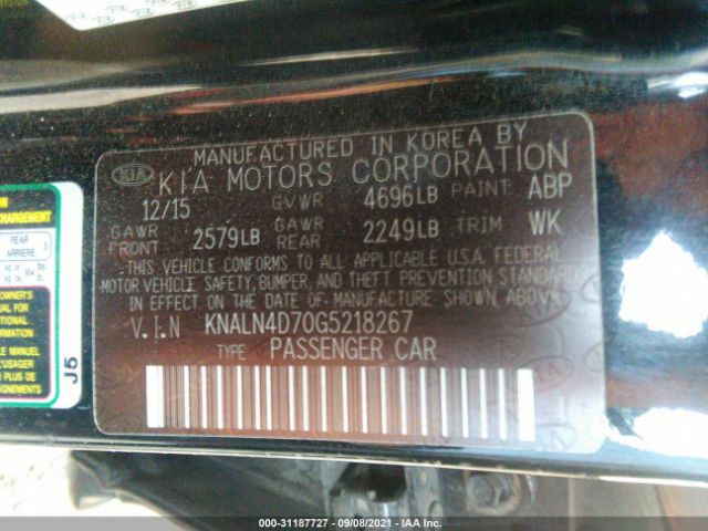 Photo 8 VIN: KNALN4D70G5218267 - KIA CADENZA 