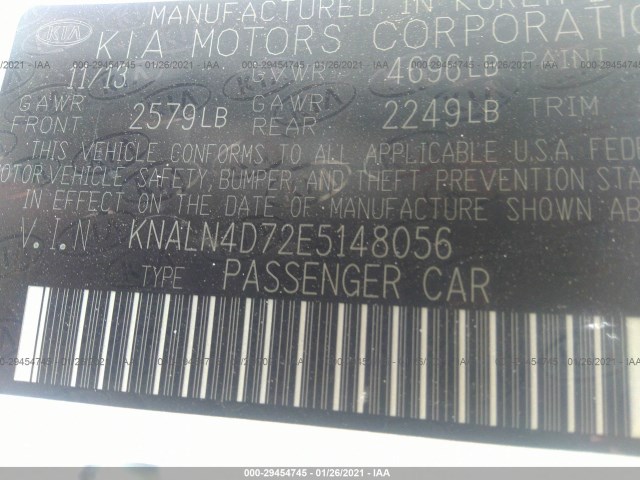 Photo 8 VIN: KNALN4D72E5148056 - KIA CADENZA 