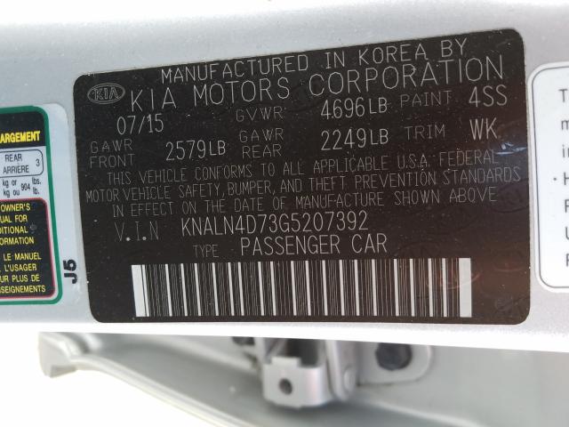 Photo 9 VIN: KNALN4D73G5207392 - KIA CADENZA LU 