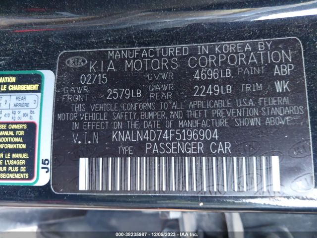 Photo 8 VIN: KNALN4D74F5196904 - KIA CADENZA 