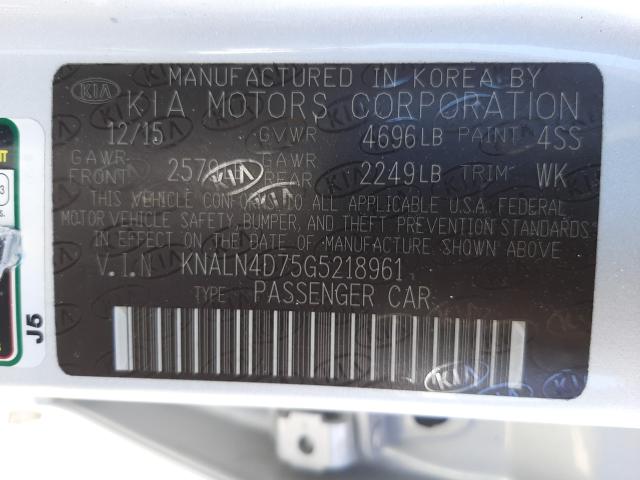 Photo 9 VIN: KNALN4D75G5218961 - KIA CADENZA LU 