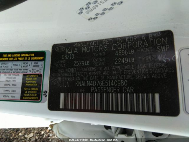 Photo 8 VIN: KNALN4D76E5140980 - KIA CADENZA 