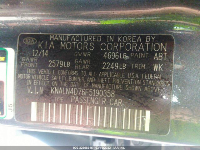 Photo 8 VIN: KNALN4D76F5190358 - KIA CADENZA 